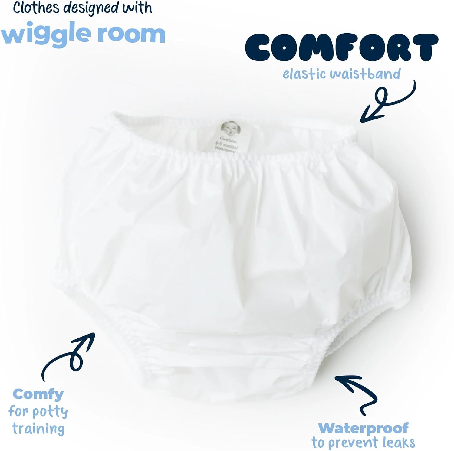 Gerber Baby Toddler 8 Pack Waterproof Diaper Cover, White, 12 Months