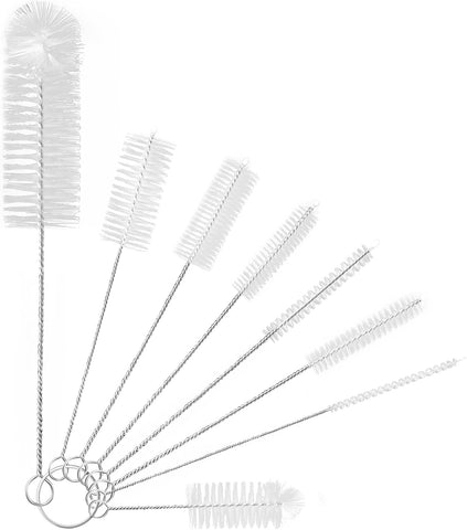 Yolaist 8 Pcs Bottle and Straw Cleaner, Long Deep Nylon Brush with Bendable Stainless Steel Flexible Handles for Bottles, Straws, Pipes, Wine Decanter, Sinks and Cup Cover
