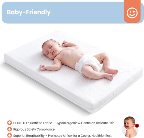 30x18 Bassinet Mattress for Halo: 2" Thick Dual Sided Gel Memory Foam Bassinet Mattress Fit for Halo Bassinest Swivel/Luxe/Glide/Flex/Premiere Series Sleeper