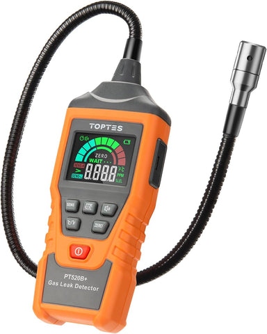 Rechargeable Gas Leak Detector, PT520B+ Natural Gas Leak Detector with a 17-inch Probe to Situate Gas Leaks for Propane, Natural Gas, Methane, LPG in RV or Home, Measuring PPM or%LEL - Orange