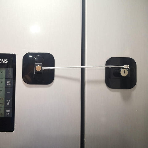 YEYA Child Proof Refrigerator & French Door Lock with Key, 2-Pack