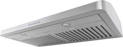 PROLINE 36-Inch Under Cabinet Range Hood, Ducted, 600 CFM, Stainless Steel, LED Lights, ULTRA-QUIET Blower Motor, 4 Speed, 3-Year Warranty, PLJW 185.36