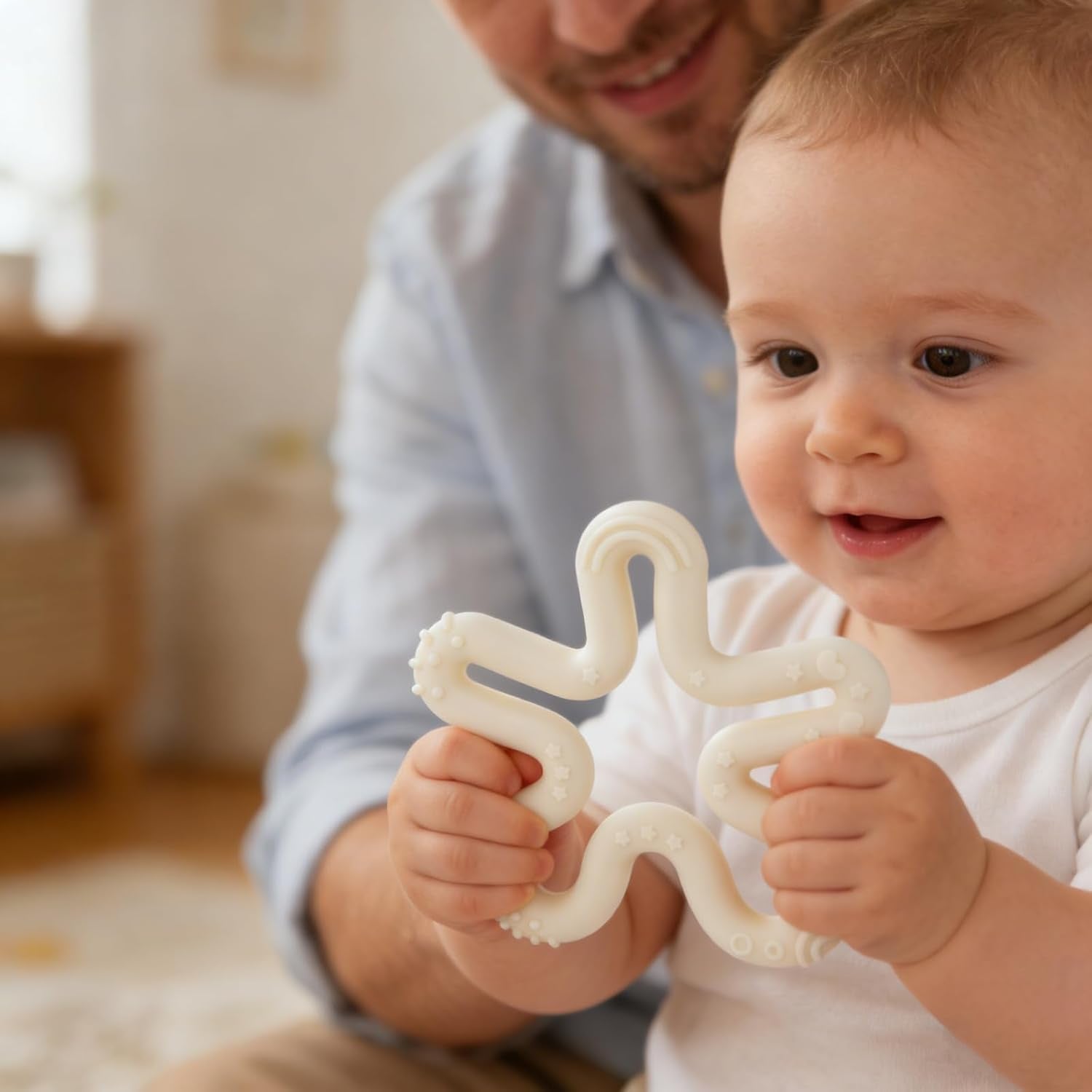Fu Store 3pcs Coral Flower Teether Ring Baby Teething Toys Silicone Teether