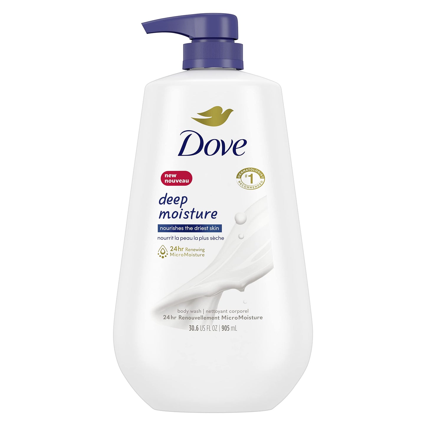 Dove Body Wash with Pump with Skin Natural Nourishers Instantly Soft Skin and Lasting Nourishment Deep Moisture Cleanser Effectively Washes Away Bacteria While Nourishing Your Skin 30.6 oz (Pack of 3)