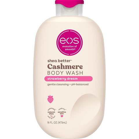 eos Cashmere Body Wash – Strawberry Dreams, Moisturizing Body Wash, Creamy Gel Formula, with Shea Butter, Glycerin, Vitamin E, pH Balanced, Sensitive Skin, Vegan, 16 fl oz