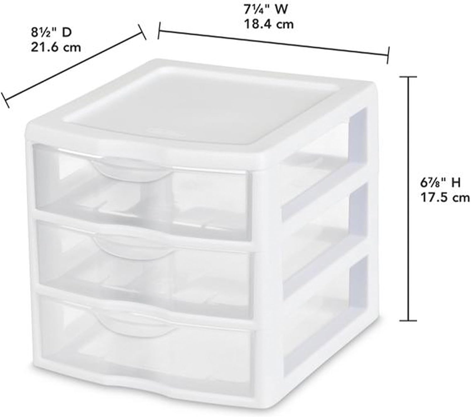 Sterilite Clearview 3-Drawer Cart Small Plastic Storage Organizer, 12-Pack