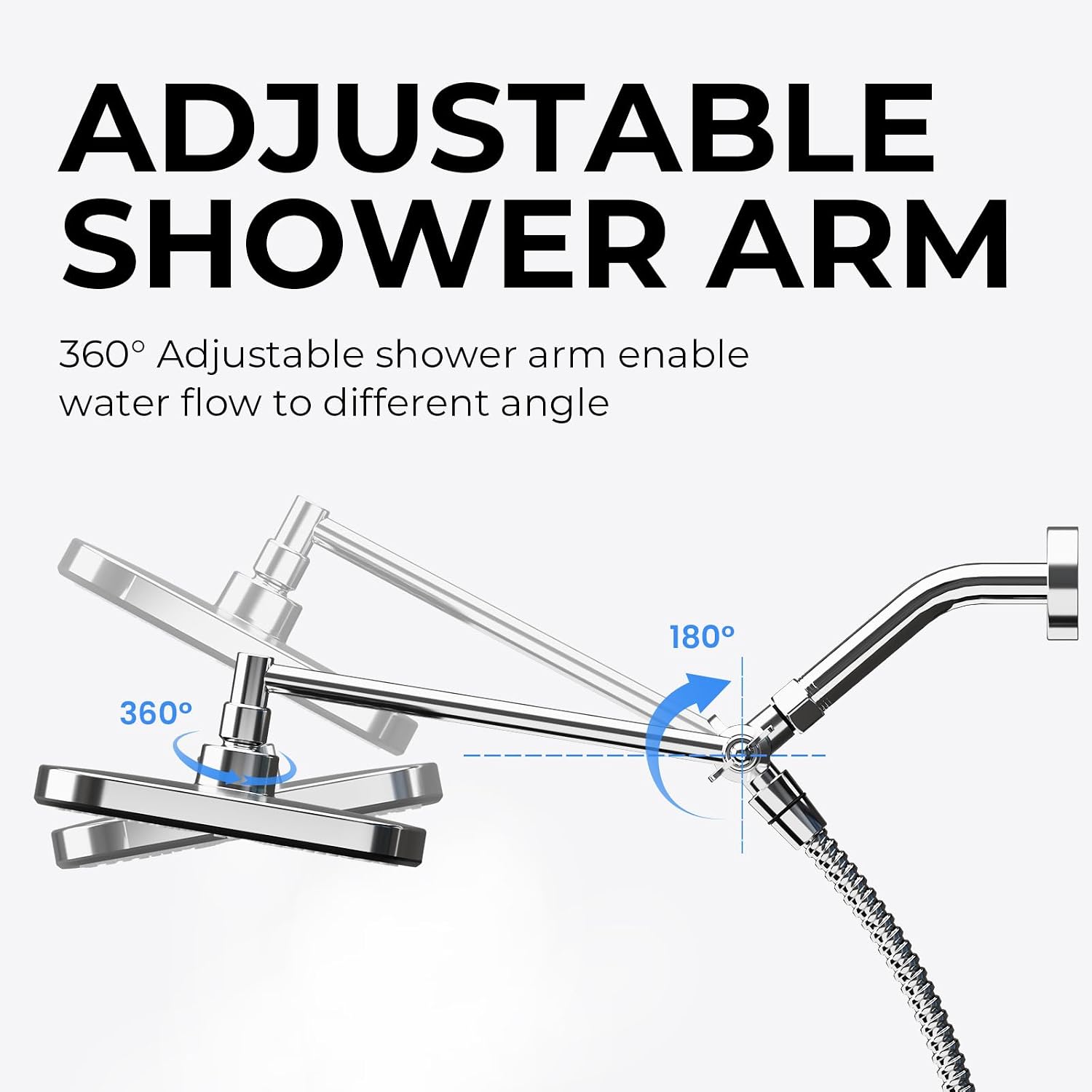 Chrome Rain Shower Head with Handheld Shower Head, 5 Spray Modes