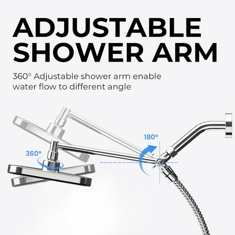 Chrome Rain Shower Head with Handheld Shower Head, 5 Spray Modes