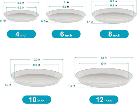 VUWEZ 6 Pack of 12 inch Plant Saucer, Plastic Plant Saucer 12" Round, Plant Saucers for Indoors, Plant Water Tray, Plant Trays for Pots, Planter Tray, Plant Saucers for Planter 11-13" (12", Black)
