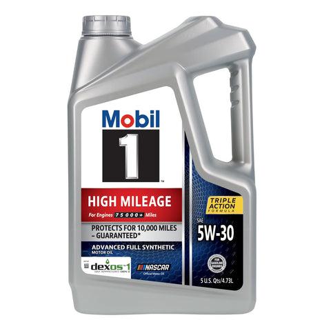 Mobil 1 High Mileage Full Synthetic Motor Oil 5W-30, 5 Quart