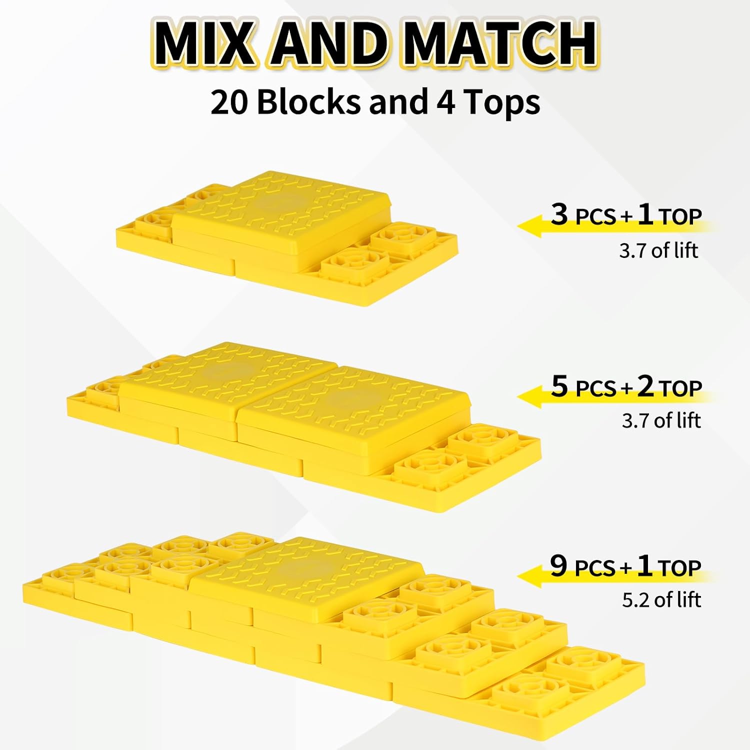OULEME 24-Pack RV Leveling Blocks, Stackable Camper Trailer Leveler, Yellow