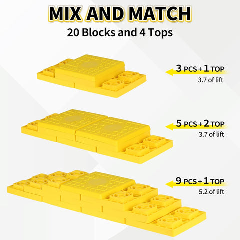 OULEME 24-Pack RV Leveling Blocks, Stackable Camper Trailer Leveler, Yellow