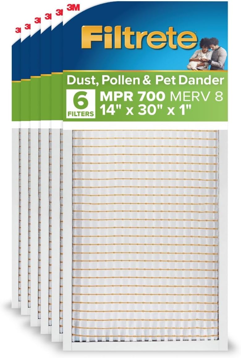 Filtrete 14x30x1 Air Filter, MERV 8, MPR 700, 6 HVAC Filters
