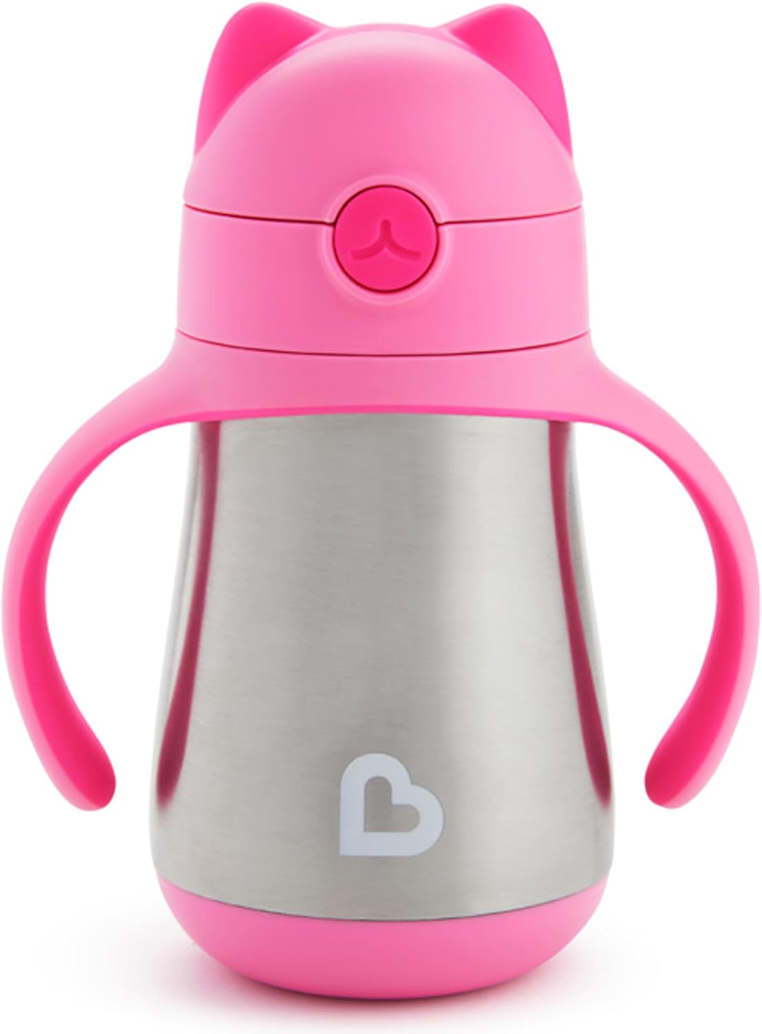 Munchkin Cool Cat Toddler Straw Cup, Stainless Steel, 8oz, Pink