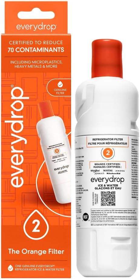 everydrop by Whirlpool Ice & Water Refrigerator Filter 2, Orange, EDR2RXD1