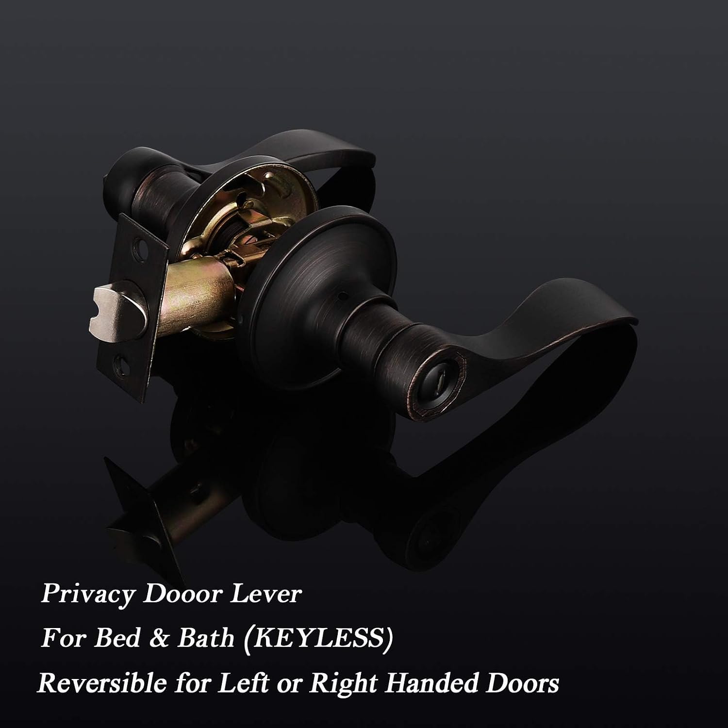 3 Pack Privacy Bathroom Door Lock Lever Keyless No Keys Door Lockset;Right/Left Handed Reversible;Oil Rubbed Bronze Door Levers Hardware