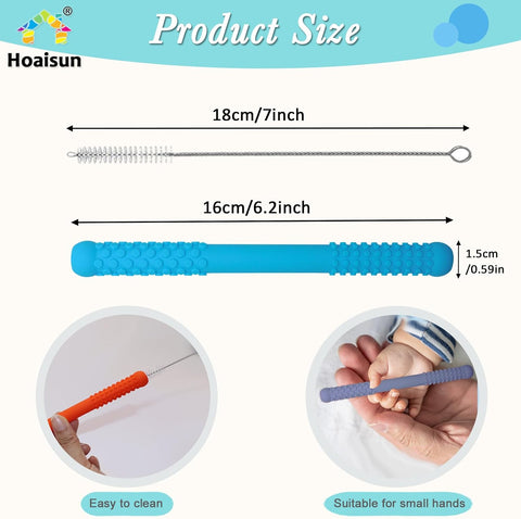 Teething Straws Sticks for Babies 6-12 12-18 Months, 8 Pack Teething Toys 3-6 Months, Silicone Teethers for Babies Toddlers Nursing Biting Chewing, Autism Chew Toys for Sensory Kids Teething Relief