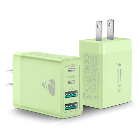 USB C Wall Charger 2-Pack, 40W 4-Port USB C Charger Block PD Power Delivery Fast Type C Charging Block Plug for iPhone 16/15/14/13/12/11/Pro Max, XS/XR/X, iPad, Samsung, Android Phones Charger Cube