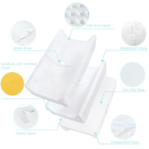 YENING Waterproof Baby Diaper Changing Pad for Dresser with Washable Cover Contoured Changing Table Pad 31.5" x 16" White