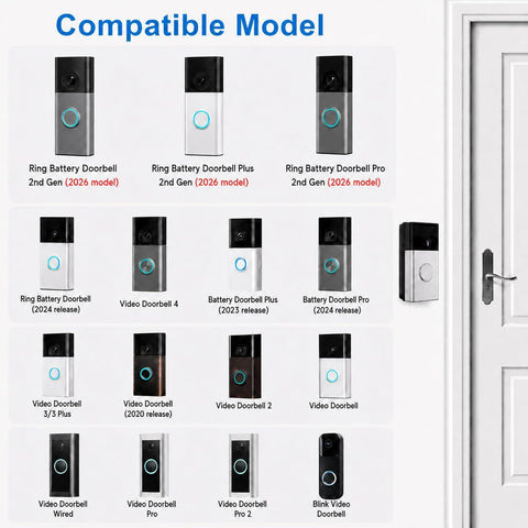 RIOVO Adjustable 30 to 55 Degree Doorbell Angle Mount Compatible with Ring/Blink Video Doorbell/Battery Doorbell, Replacement Angle Adjustment Adapter Mounting Bracket Wedge Kit