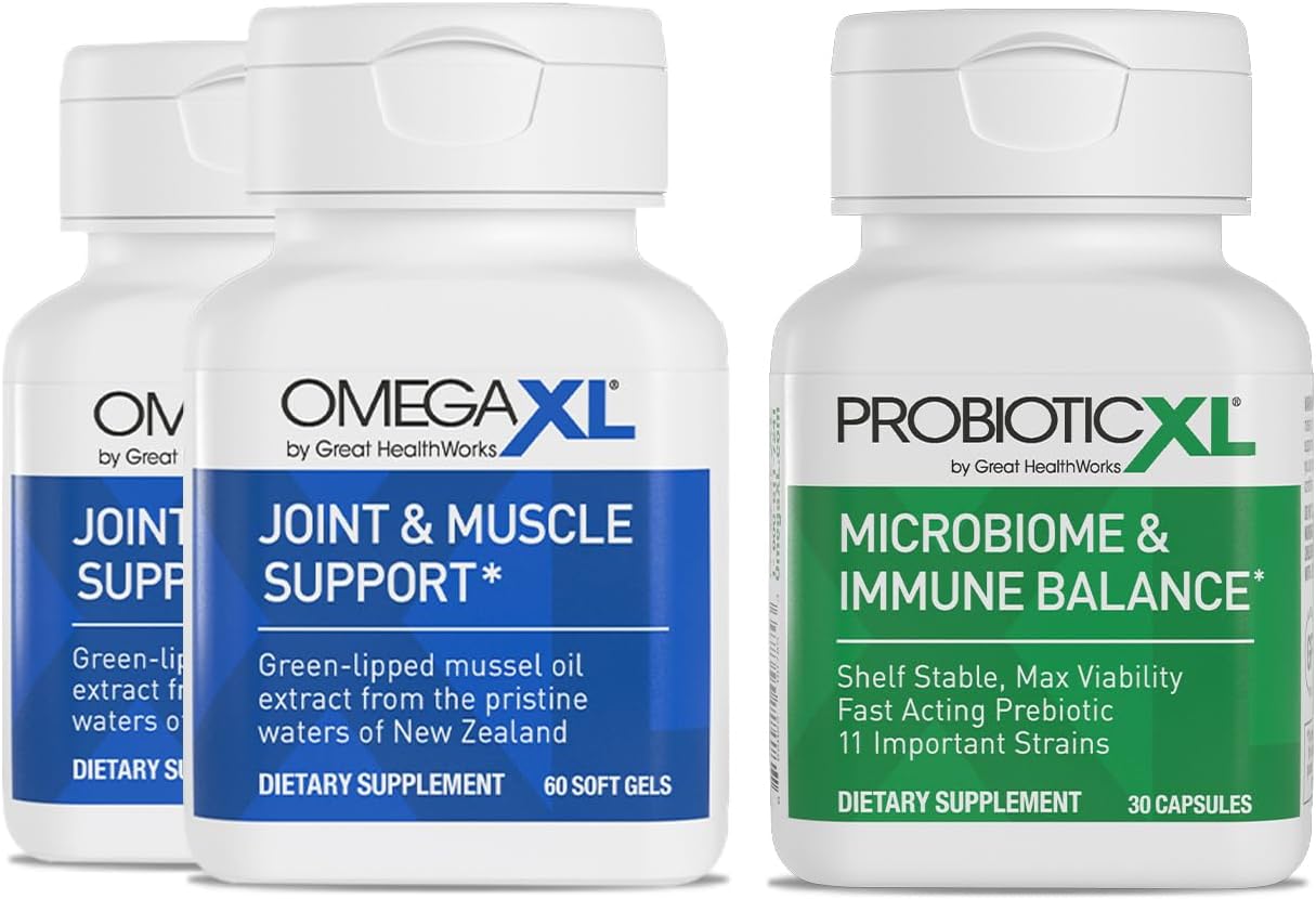 OmegaXL Joint Support 60 Soft Gels (2 Pack) & ProbioticXL 30 Capsules