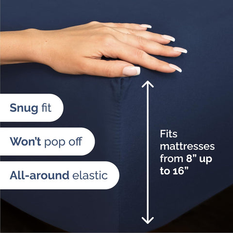 Cal King Size 4 Piece Sheet Set - Breathable & Cooling Sheets - Navy Blue