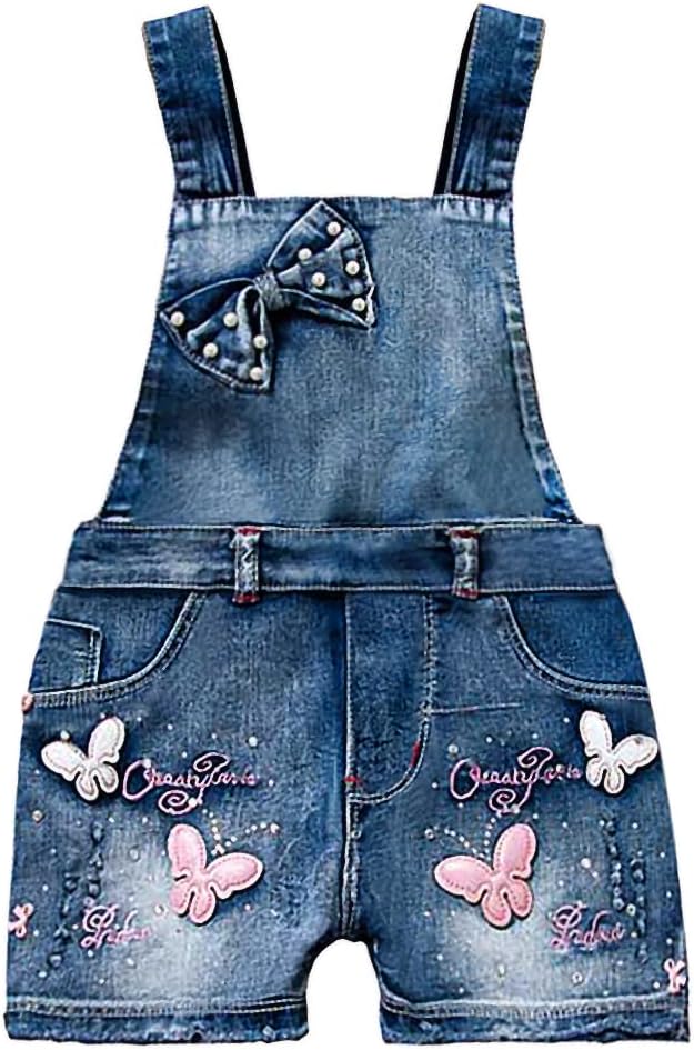 Yao Summer Little Girls Cotton Denim Bib Braces Rompers
