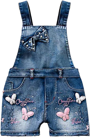 Yao Summer Little Girls Cotton Denim Bib Braces Rompers