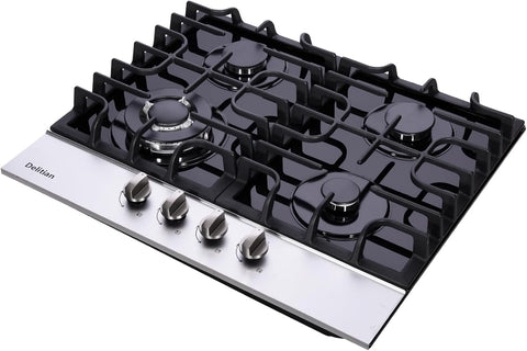 24 Inch Gas Cooktop DT4188A Tempered Glass Built-in Gas Stovetop, 4 High Efficiency Burners LPG/NG Convertible Gas Stove Top Dual Fuel Gas Hob