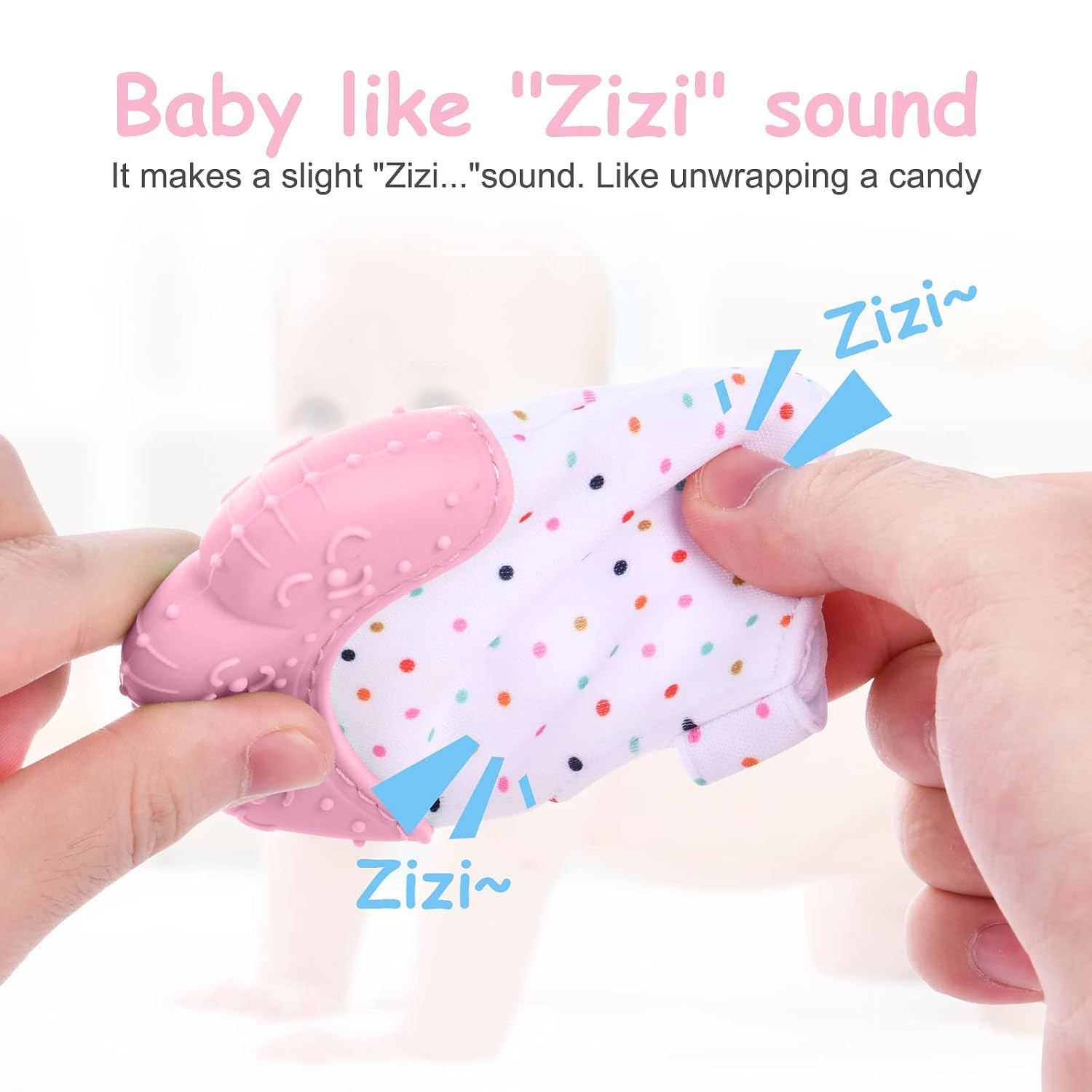2Pack Silicone Teething Mitt, Soothing Infant Teething Mitten Pain Relief, Prevent Scratches Glove, Safe Silicone Teething Toys for 0-12 Months