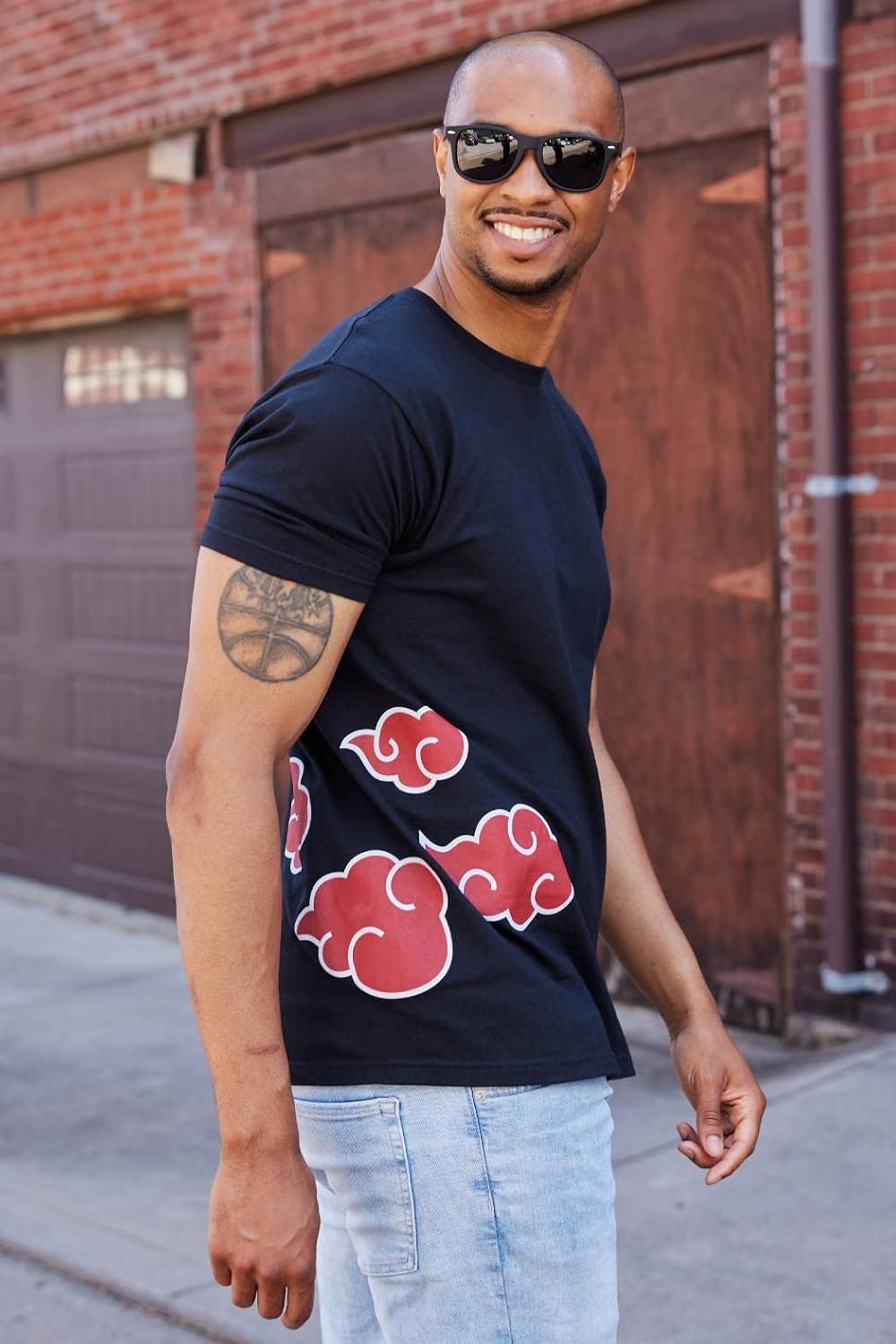 Ripple Junction Naruto Shippuden Men's Short Sleeve T-Shirt Akatsuki Clouds & Anti-Leaf Front & Back Logo Officially Licensed
