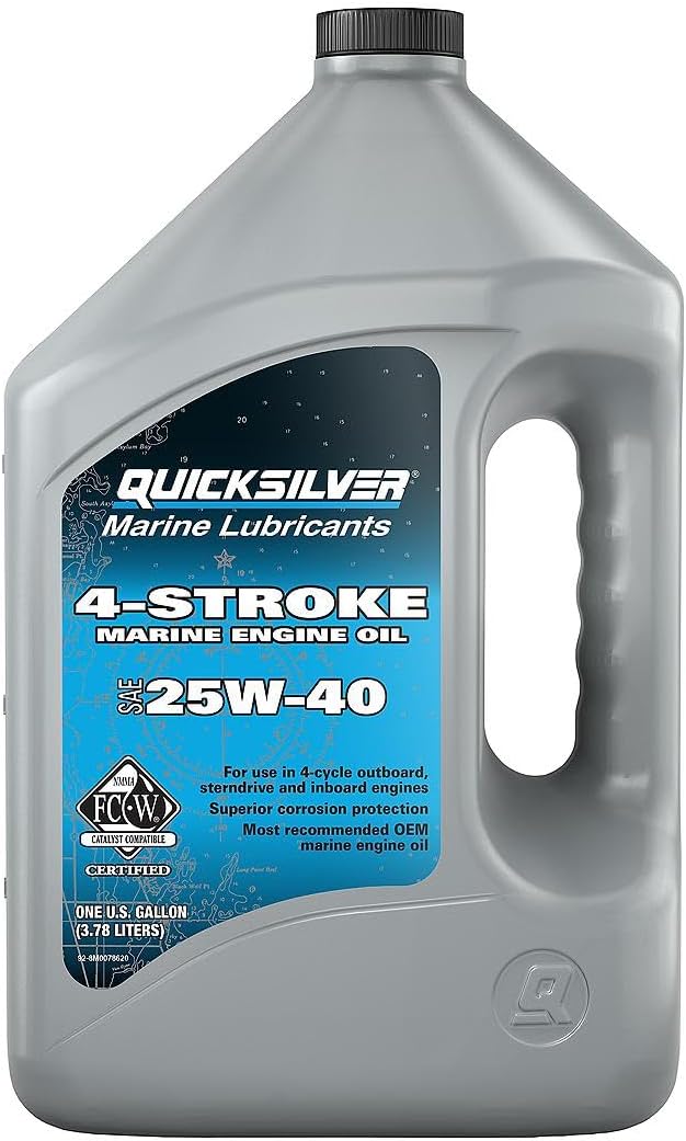 Quicksilver 25W-40 4-Stroke Marine Engine Oil for Outboards, 1 Gallon