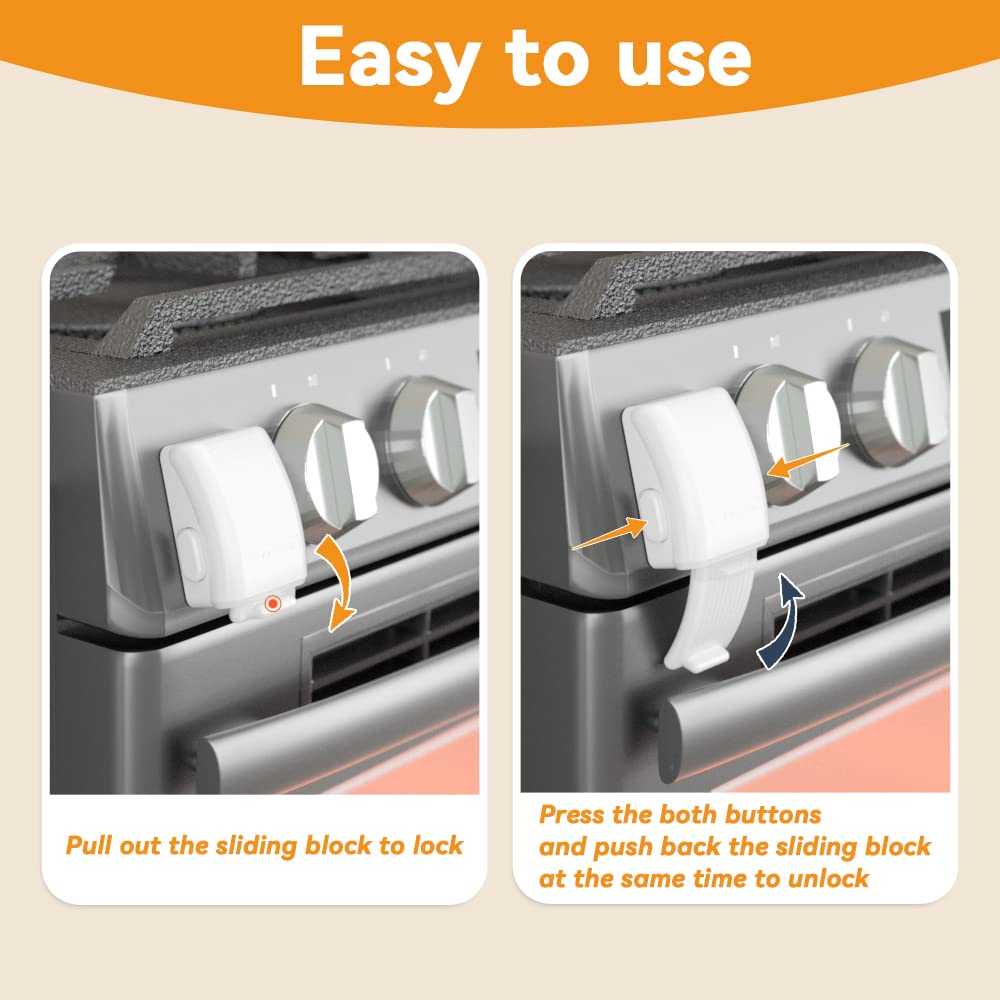 EUDEMON 1 Pack Oven Front Lock,Childproof Oven Door Lock, Easy to Install & Use Durable and Heat-Resistant Material no Tools Need or Drill(White)