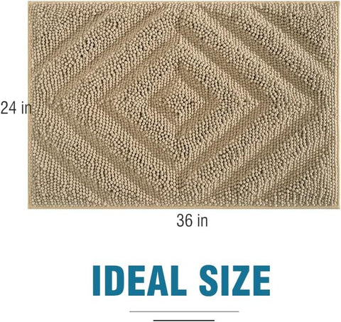 AMOAMI Upgraded Waffle Bath Mat, Super Absorbent Non Slip Bath Mats for Bathroom Floor, 3D-Khaki, 24" x 36"