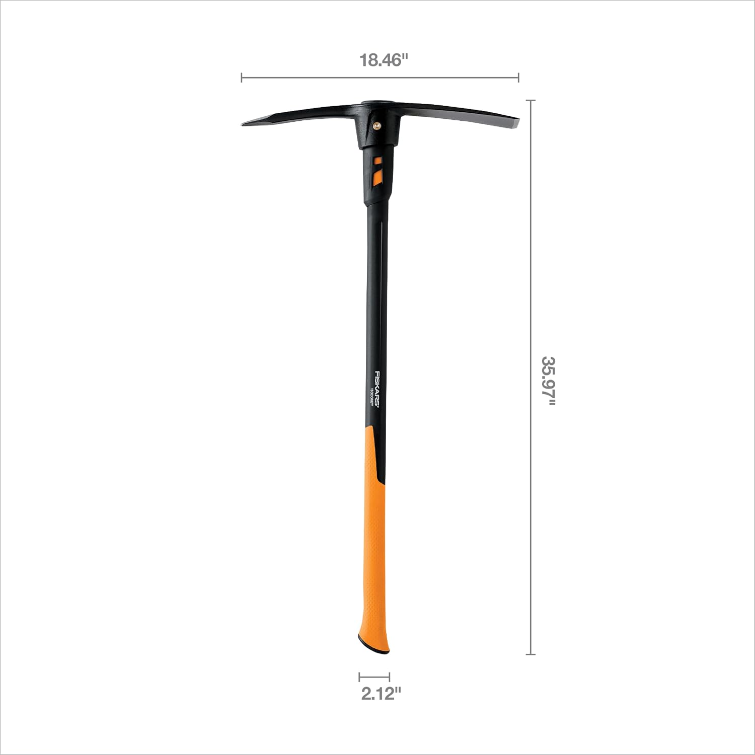 Fiskars Pro IsoCore 36" 2-in-1 Pickaxe & Hoe, Shock Reduction, 5 lb