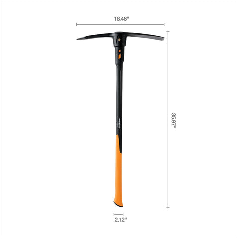 Fiskars Pro IsoCore 36" 2-in-1 Pickaxe & Hoe, Shock Reduction, 5 lb