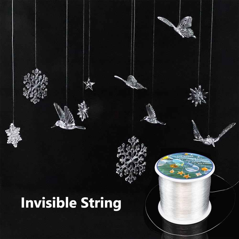 LUSTEMBER Fishing Wire, 1640 ft Clear Fishing Line, Strong Invisible String for Hanging Decorations, Balloons, Crafts, Jewelry Making, Beading, Bracelets and Necklaces