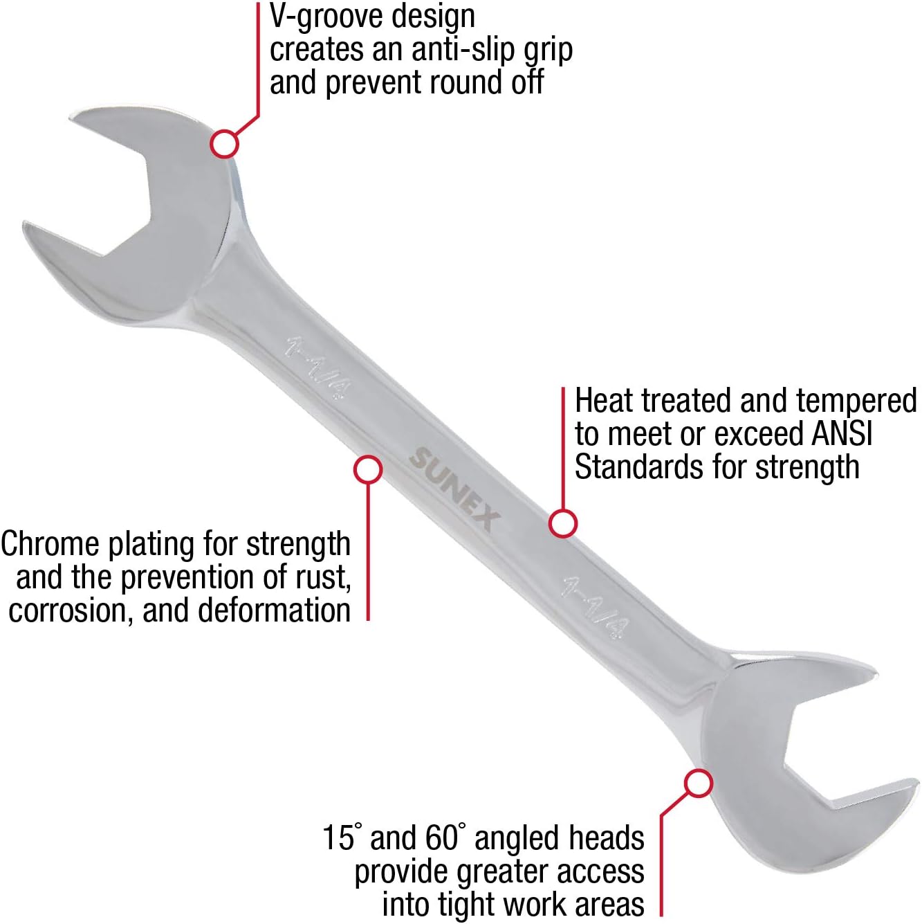 Sunex 9914A 14 Piece Angle Head SAE Wrench Set (FULL POLISH) CRV