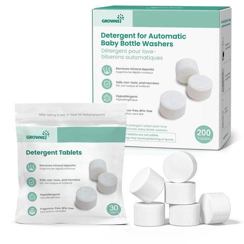 GROWNSY Bottle Washer Tablets 200 Count Detergent Fits All Bottle Washers