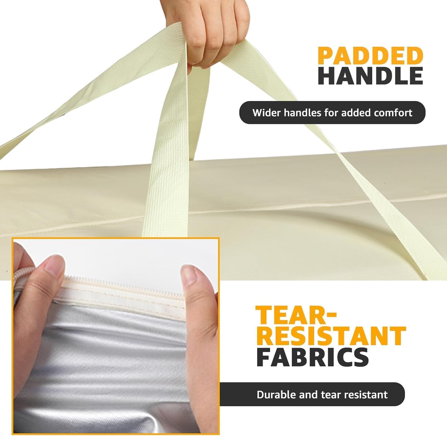 Extra Large Patio Outdoor Waterproof Cushion Storage Bag, Outdoor Cushion Furniture Storage Bag with Handles and Zippered 68 x 30 x 20 Inch, Beige