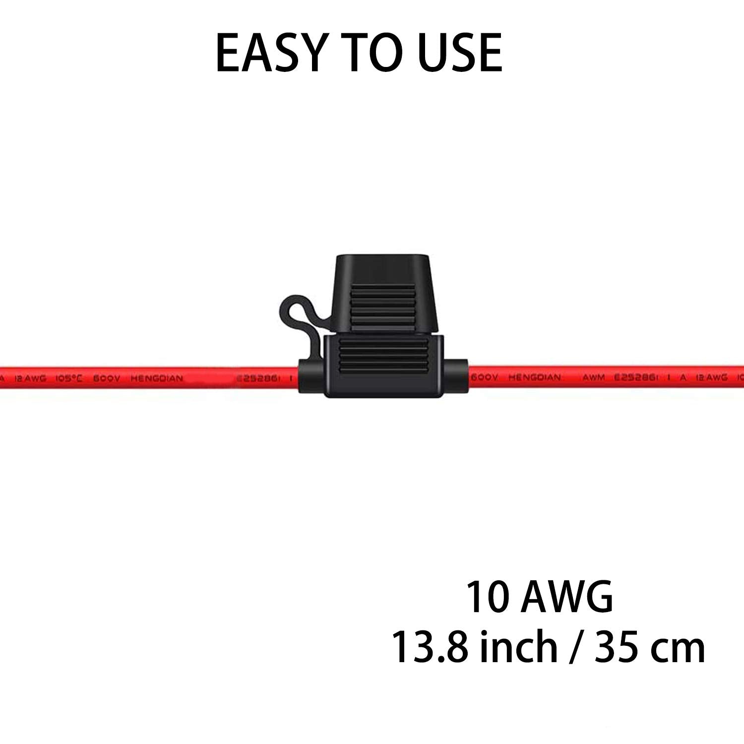 10 Gauge Fuse Holder - 10 AWG Inline Fuse Holder with 40 AMP ATC Blade Fuses (4pack)