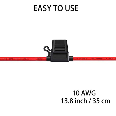 10 Gauge Fuse Holder - 10 AWG Inline Fuse Holder with 40 AMP ATC Blade Fuses (4pack)