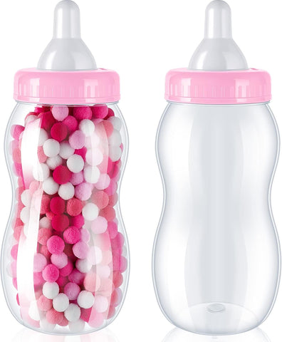 Tessco for you 2 Pcs 15in Jumbo Baby Bottle Bank Baby Shower, Pink