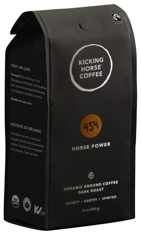 Kicking Horse Coffee 454 Horse Power, Dark Roast, Ground, 284 g (Pack of 6) - Certified Organic, Fairtrade, Kosher