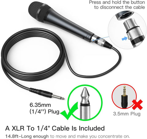 FIFINE K6 Karaoke Microphone, Dynamic Vocal Microphone for Singing