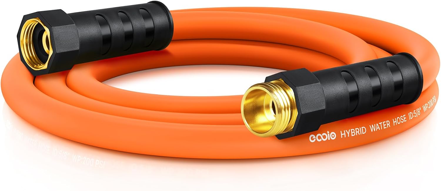 Garden Hose 6 ft x 5/8", NON-EXPANDING Flexible Water Hose, Kink Resistant Lightweight Hybrid Hose, Leakproof Yard Hose with Male to Female Fittings