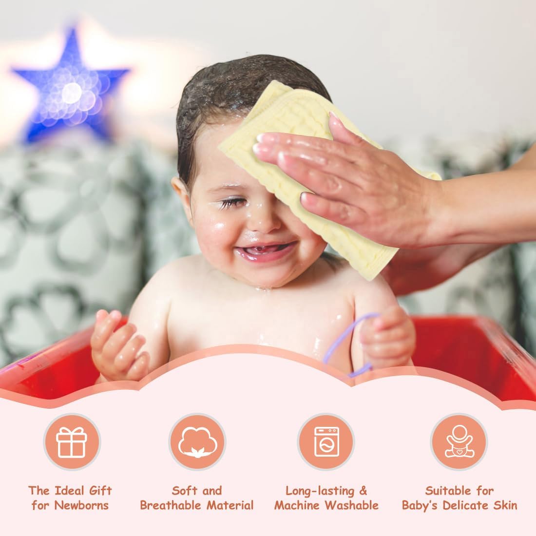 AIDEA Burp Cloths and Washcloths for Baby, Cotton Muslin Burp Cloths-10PK