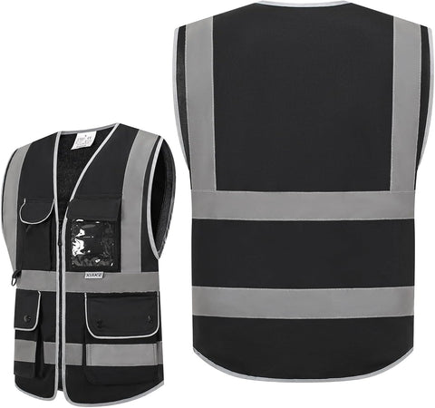 XIAKE Reflective Safety Vest for Men & Women High Visibility Class 2 Vest with Pockets Meets ANSI Standards