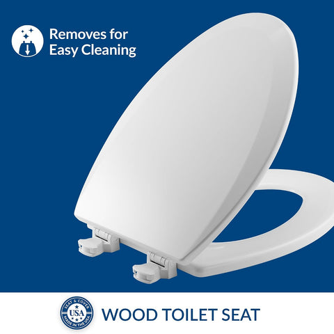 Bemis 1500EC 390 Lift-Off Wood Elongated Toilet Seat, Cotton White (Pack of 1)
