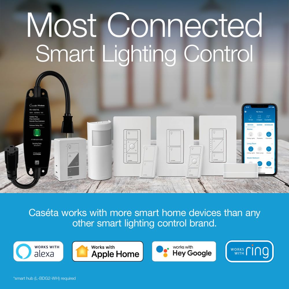 Lutron Caseta Smart Dimmer Switch (Smart Hub Required), No Neutral Required
